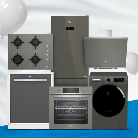 Beko Gri Cam Tam Set